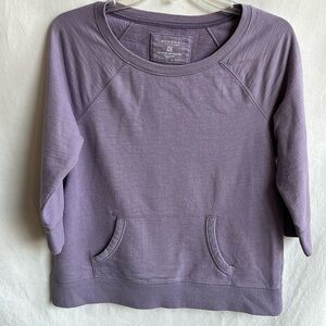 Sonoma lavender 3/4-sleeve pullover sweatshirt with kangaroo pockets, size PM